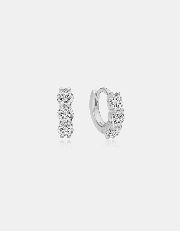 Ania Haie - Silver Trio Sparkle Huggie Hoop Earrings