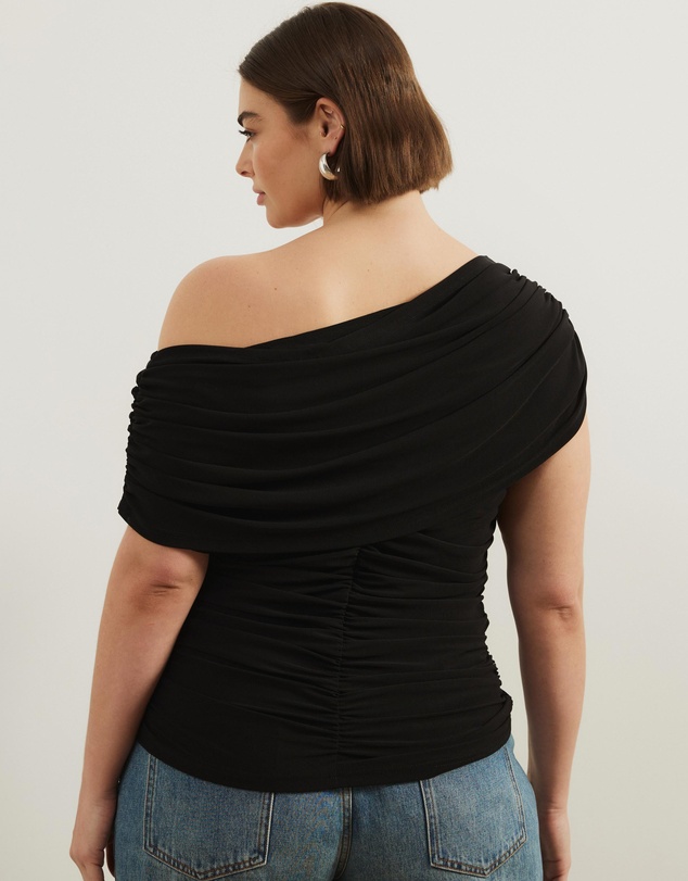 Atmos&Here Curvy - Winnie Off Shoulder Mesh Top