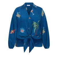 City Chic - Plus size Tia Sea Print Shirt - marine navy