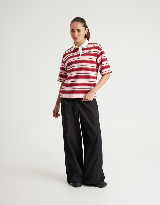 Upstate - Stripe Rugby Top - Crimson/Blush/Moccha