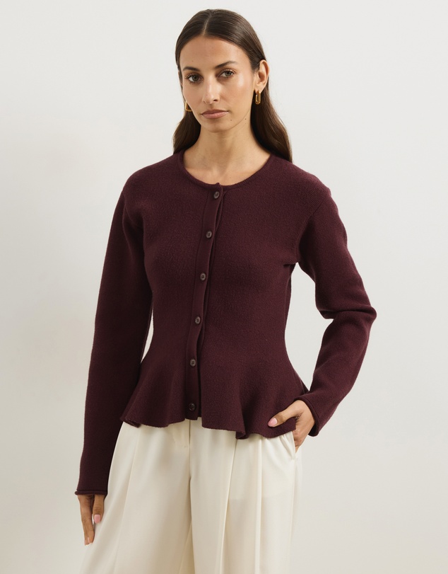 Atmos&Here - Thea Peplum Hem Knit Cardigan