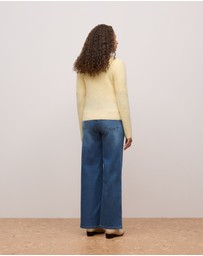 Trenery - Brushed Alpaca Button Through Cardigan in Winter Butter