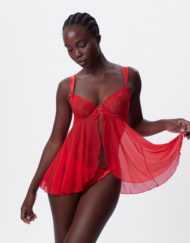 Bras N Things - Enchanted Racing Hearts Babydoll Bra - Red