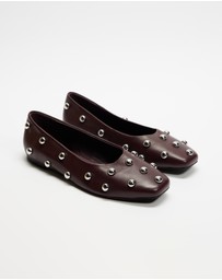 AERE - Studded Leather Ballet Flats