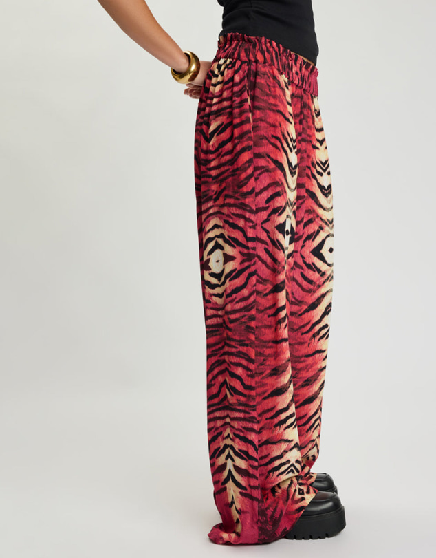 ONE TEASPOON - Wild Rouge Palazzo Pants - Red Animal Print