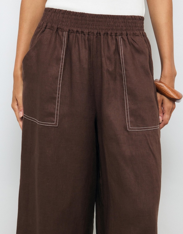 AERE - Contrast Stitch Linen Pants