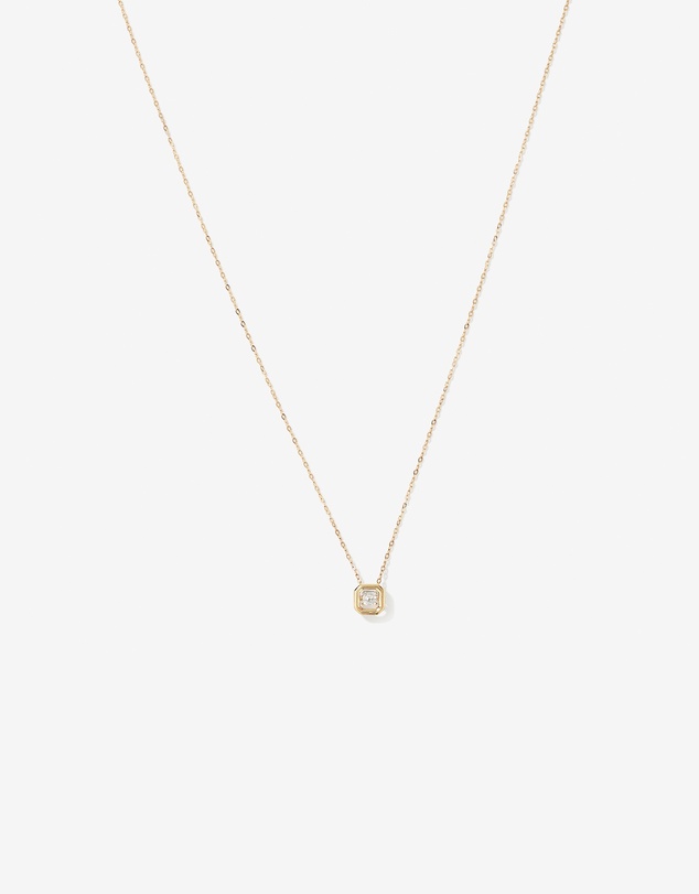 Michael Hill - 0.18 Carat TW Laboratory-Grown Asscher Cut Diamond Necklace in 10kt Yellow Gold