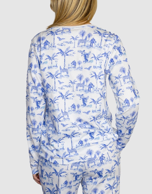 Sant And Abel - Women's Skydog Toile Blue Jersey Long PJ Set