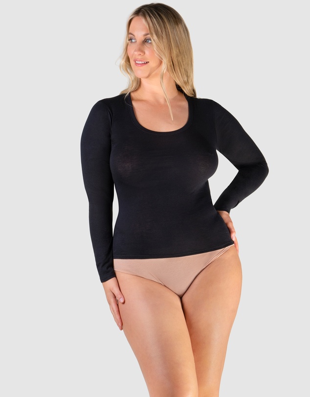 B Free Intimate Apparel - Superfine﻿ 100% Cotton Long Sleeve Top - 2 Pack