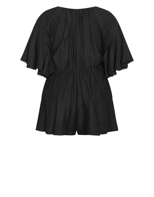 City Chic - Plus size Harlow Lace Playsuit - black