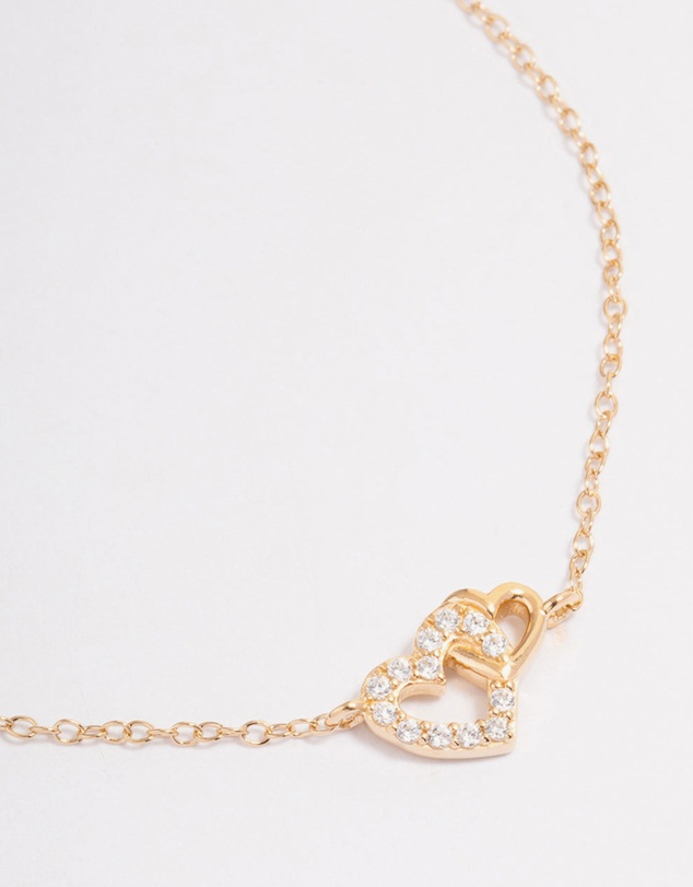 Lovisa - Gold Plated Sterling Silver Cubic Zirconia Heart Link Bracelet