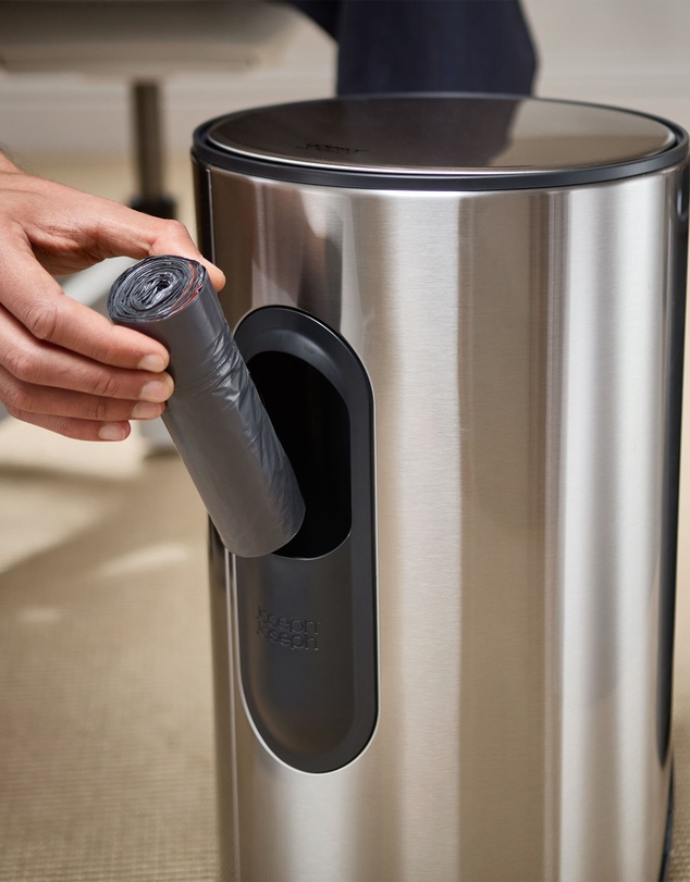 Joseph Joseph - Arc™ 10-Litre Slimline Pedal Bin with Liner Pocket - Stainless Steel
