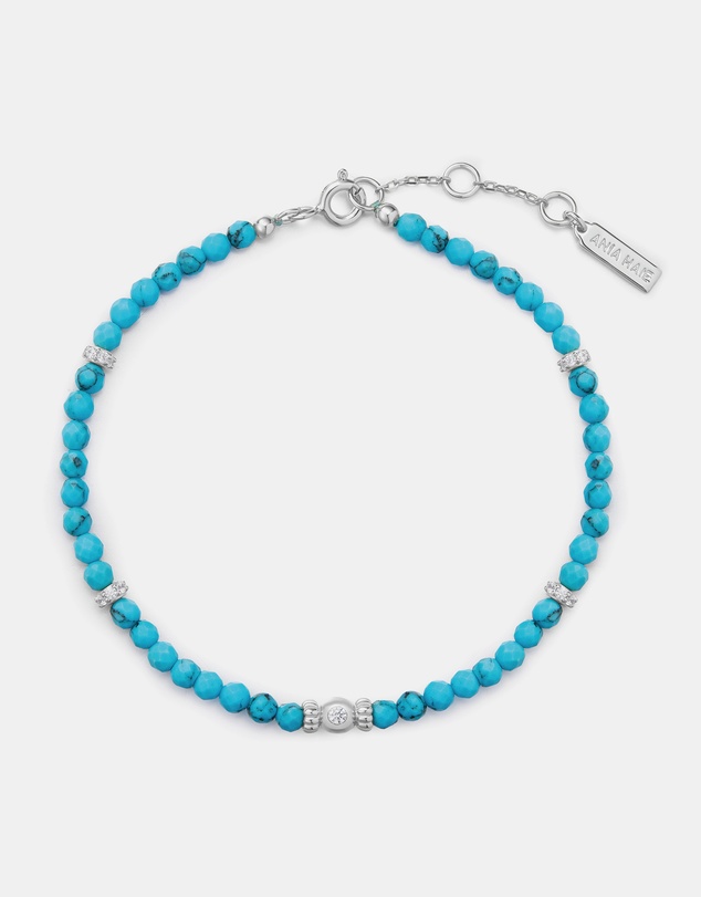 Ania Haie - Silver Lab-Created Turquoise Beaded Bracelet