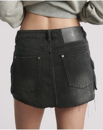 ONE TEASPOON - Sloane Low Waist Denim Mini Skirt - Faded Black