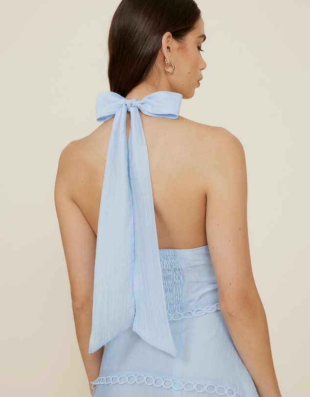 The Fated - Halter Bodice Tiered Midi Dress