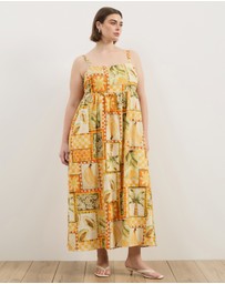 Atmos&Here Curvy - Alex Linen Blend Empire Waist Midi Dress