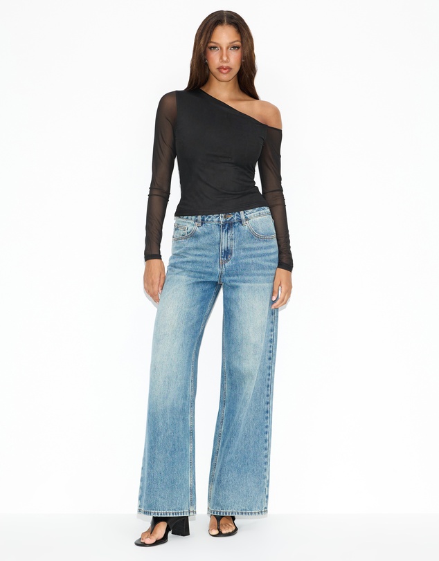 Dazie - Alina Asymmetrical Mesh Top
