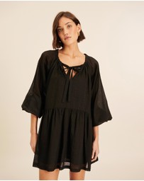 AERE - Blouson Sleeve Tiered Mini Dress