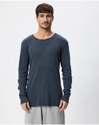 Surrounded By Ghosts - Gypsum Slim Rib Knit Long Sleeve T-Shirt