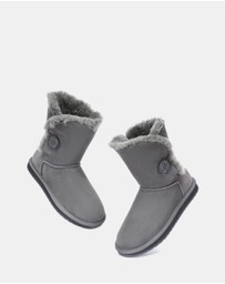 EVERAU - Australian Shepherd Ugg Short Button Sheepskin Upper UGG Boots