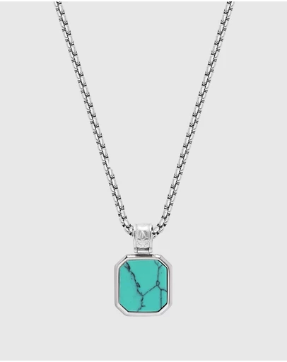 Nialaya Jewellery - Men's Necklace with Square Pendant