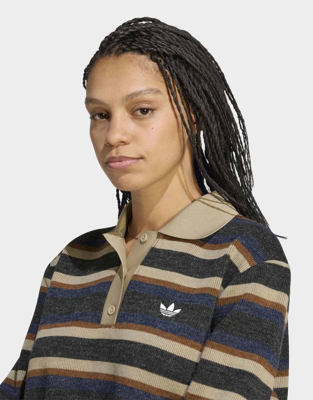 adidas Originals - STRIPE KNITTED POLO TOP Womens