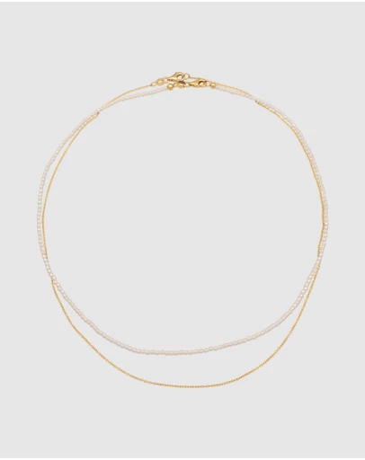 Elli Jewelry - Necklace Set Pearl 925 Sterling Silver Gold-Plated