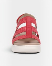 Vionic - Sabrina Flatform Sandal - Varsity Red Leather