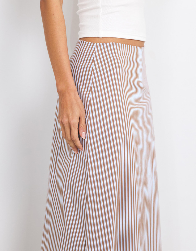 AERE - Thea Striped Cotton Maxi Skirt