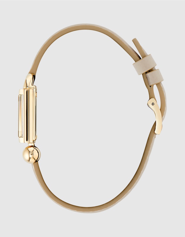 Furla - Mianuvola Square Yellow Gold-Tone Grey Leather Strap Watch