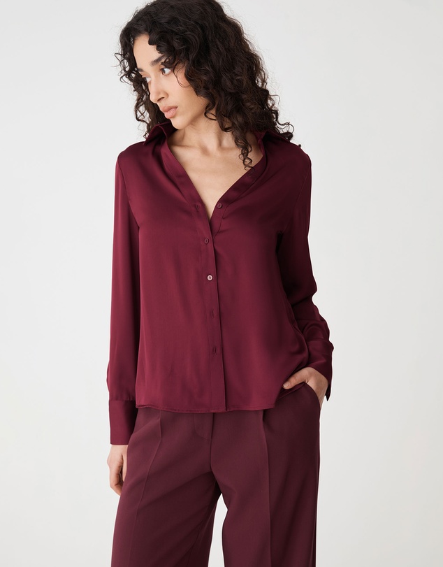 Forcast - Lila V-neck Satin Blouse
