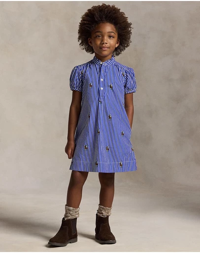 Polo Ralph Lauren - Polo Bear Striped Cotton Poplin Dress - Babies-Kids