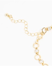 Lovisa - Gold Plated Brass Alternating Cubic Zirconia Round Link Bracelet