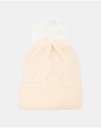 Bebe by Minihaha - Cream Pointelle Pom Pom Beanie - Babies-Kids