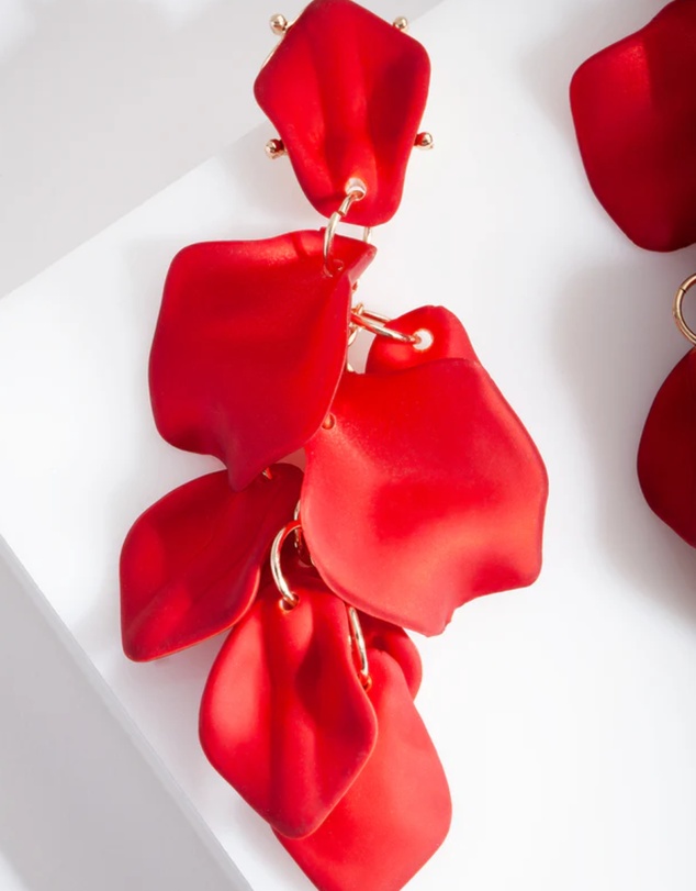 Lovisa - Red Coated Metal Petal Drop Earrings