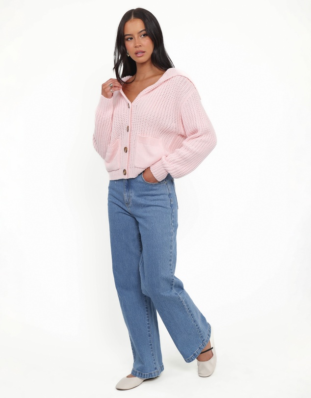 Petal & Pup - Amelia Oversize Collar Button Cardigan - Pink
