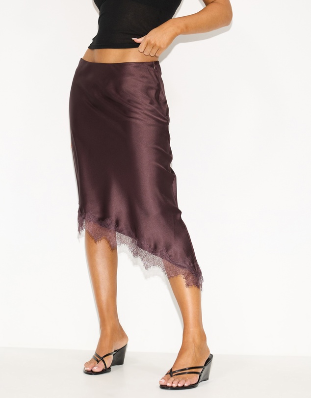 Dazie - Aralina Lace Trim Midi Skirt