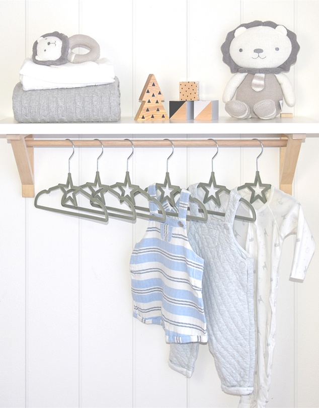 Living Textiles - 6pk Baby Coat Hanger - Grey Star
