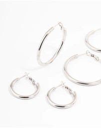 Lovisa - Waterproof Stainless Steel Large Basic Hoop Earrings Pack