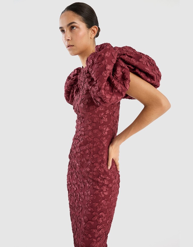 ROTATE - Jacquard Midi Puffy Dress