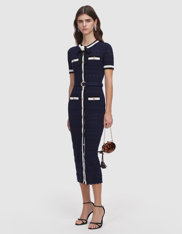 Self Portrait - Pointelle Knit Midi Dress