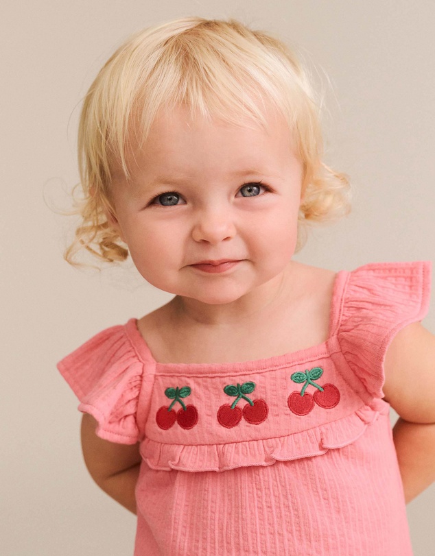 Huxbaby - Cherry Embroidery Playsuit - Babies