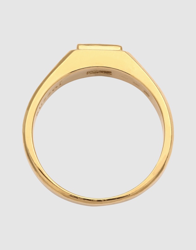 Kuzzoi - ICONIC EXCLUSIVE - Slim Signet Ring with Sapphire in Gold-Plated 925 Sterling Silver