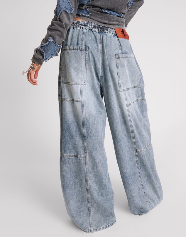ONE TEASPOON - Blue Blossom Denim Palazzo Pants