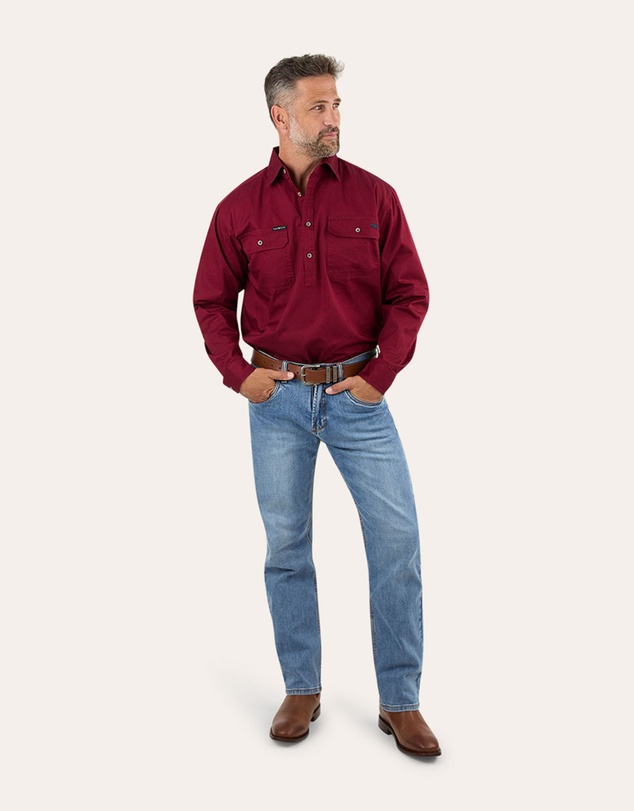 Ringers Western - King River Mens Half Button Work Shirt