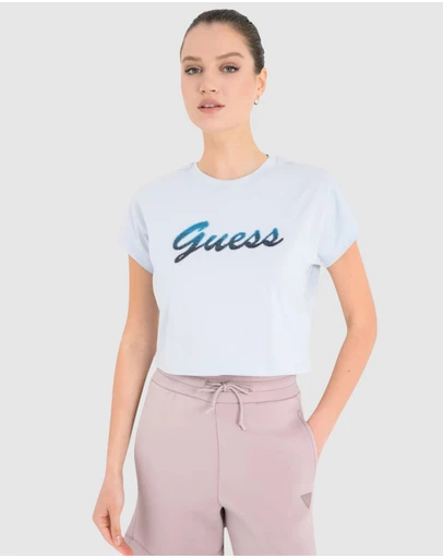 GUESS - Short Sleeve Script Crop Tee