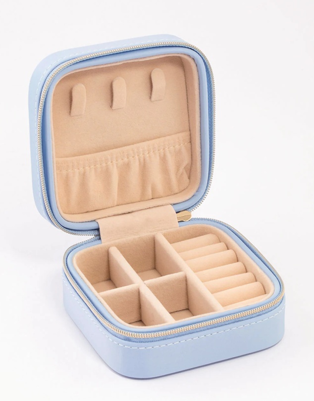 Lovisa - Blue Faux Leather Iridescent Square Jewellery Case