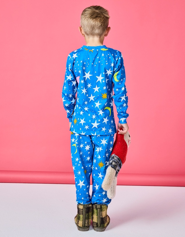 Kip&Co - Stars And Moon Organic Cotton LS Top Pants Pyjama Set - Kids-Teens