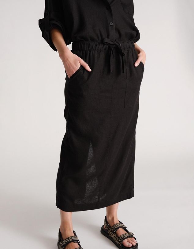 Decjuba - D-Luxe Linen Blend Midi Skirt
