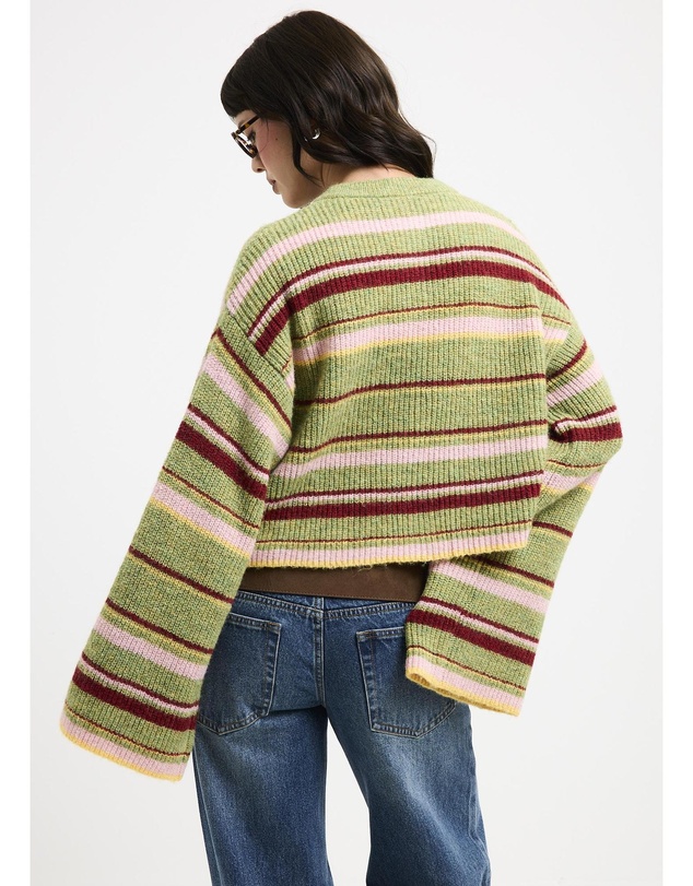 Subtitled - Regina Eyelash Knit Oversized Stripe Cardigan
